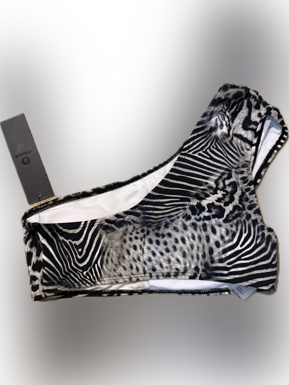 Mono B One-Shoulder Animal-Print Bandeau - Black & White
